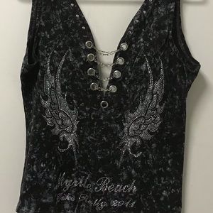 Blingy Rhinestone Design Sleeveless Shirt!